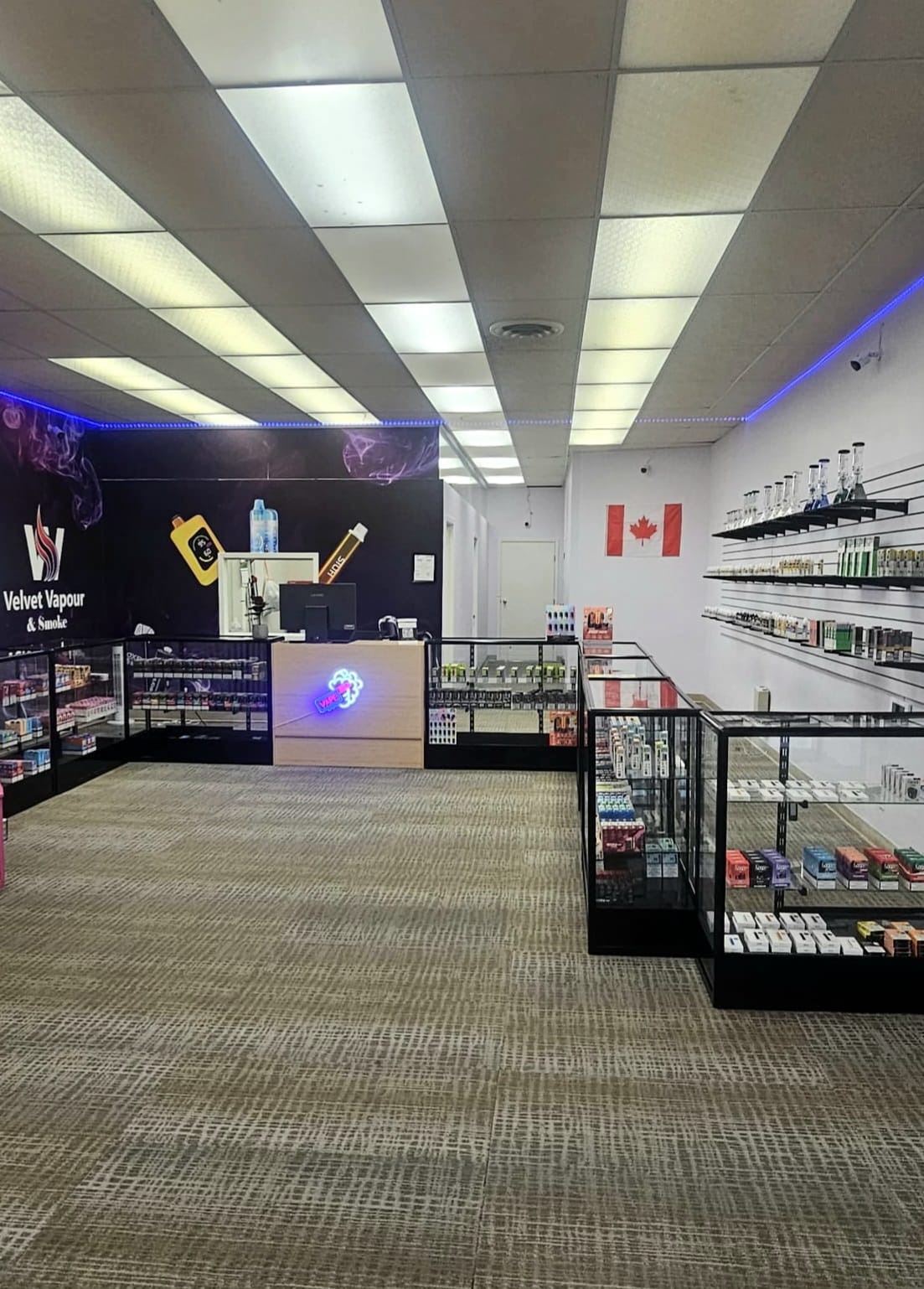 Inside Velvet Vapour & Smoke in Dauphin, Manitoba